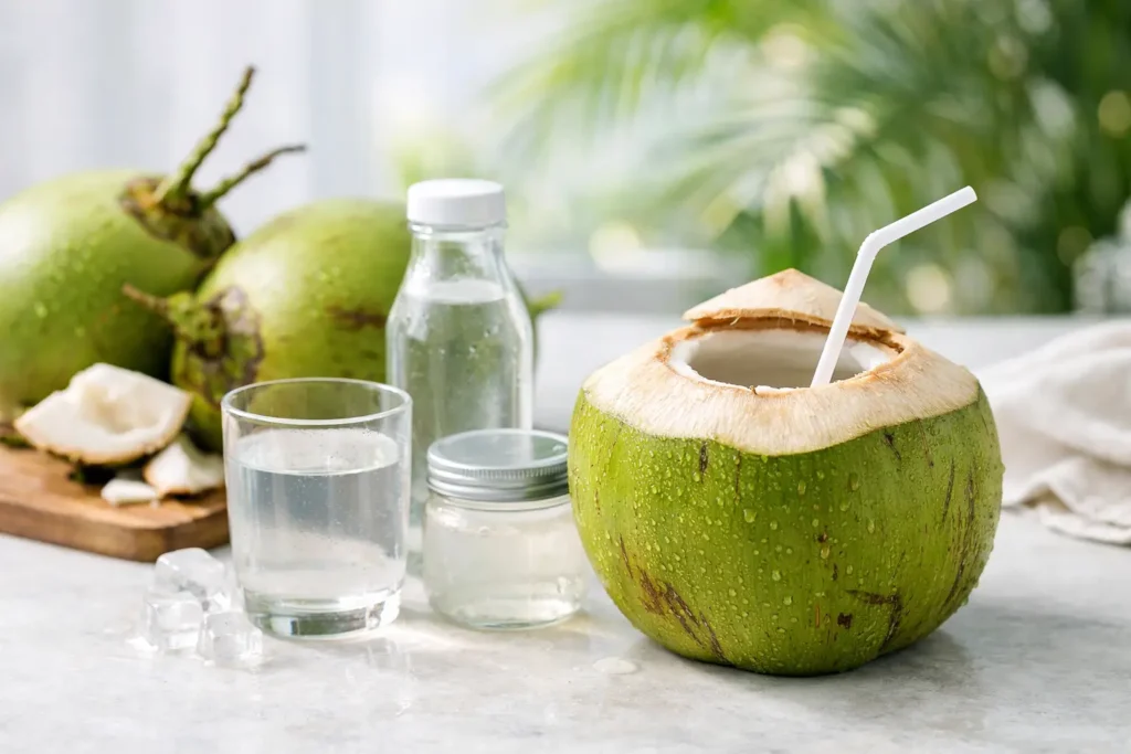 Hoe bewaar je geopend kokoswater goed?