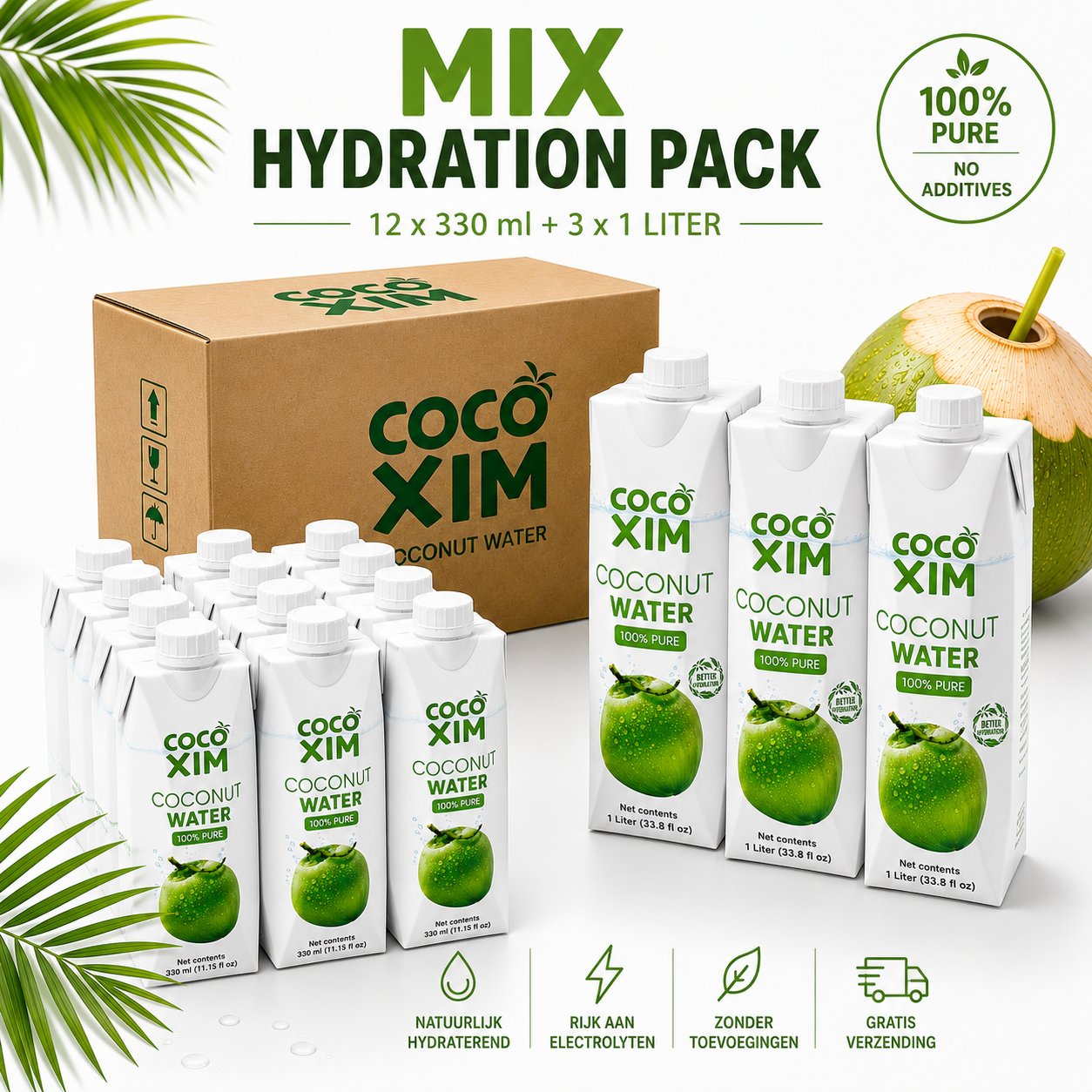 Cocoxim Mix Hydratatie Pack: voordeelbundel kokoswater en kokosmelk